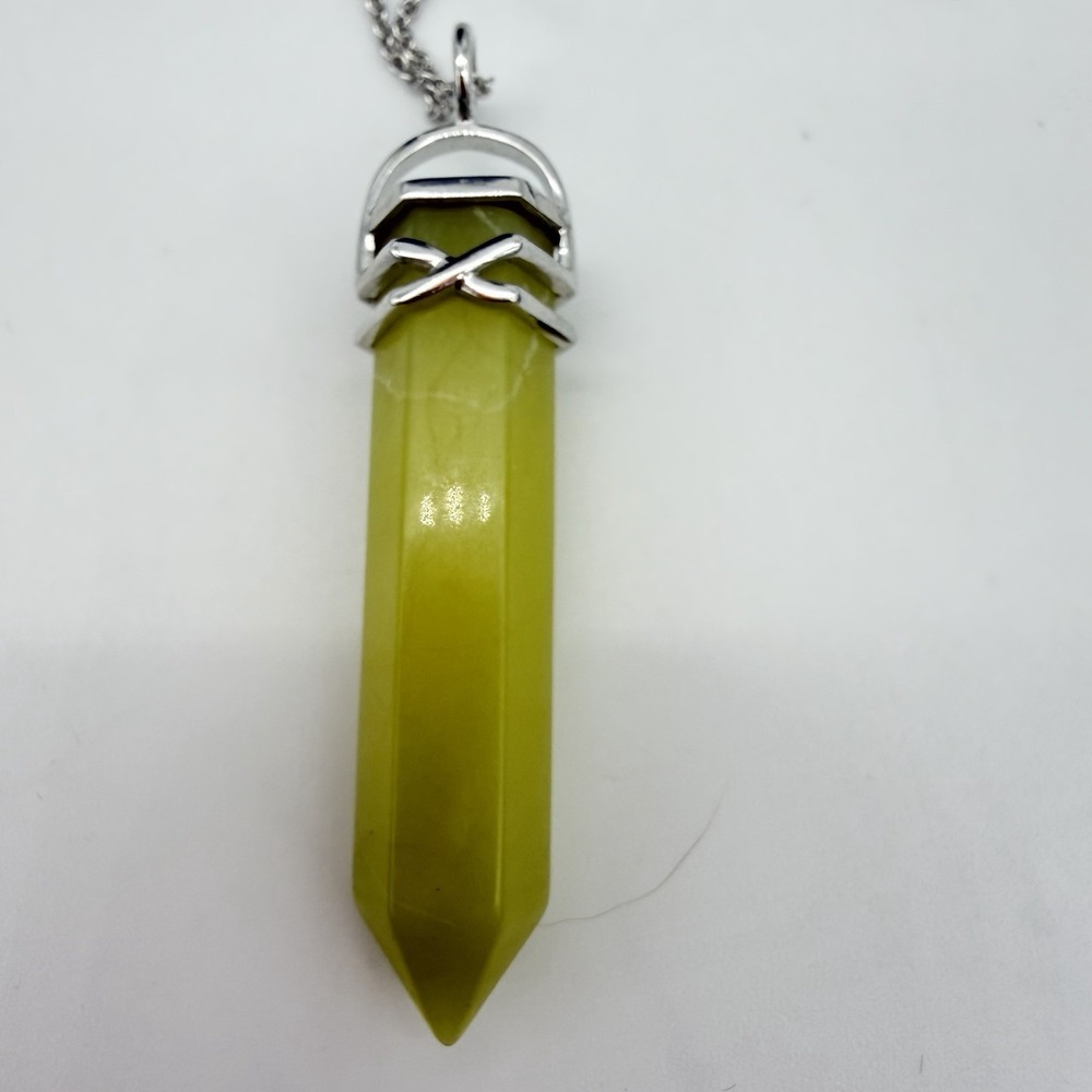 Vtg QVC Sterling Silver NF 925 Yellow Quartz Pendulum Necklace Thailand - Picture 2 of 14